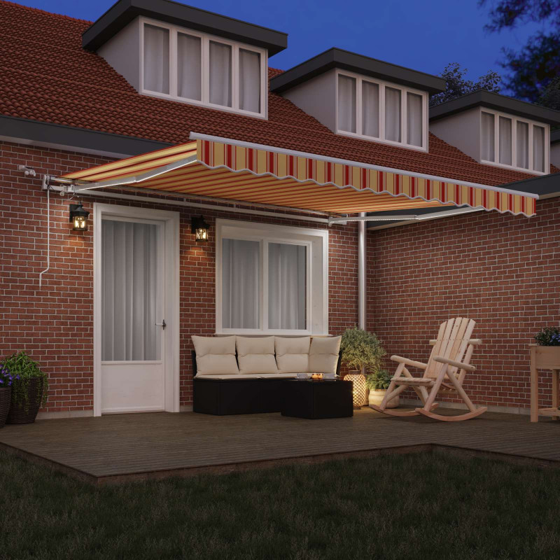 Markiza zwijana Ze LED Lights Żółty i pomarańczowy 400 × 350 cm
