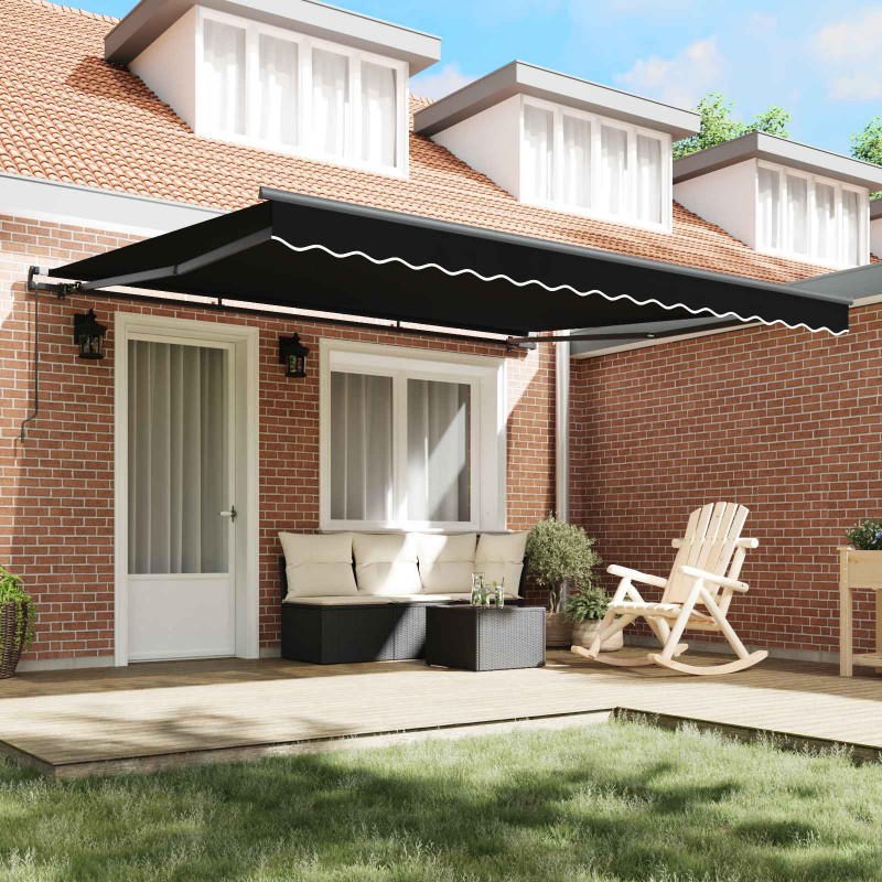 Markiza zwijana Czarny 400 × 350 cm Poliester i Stal