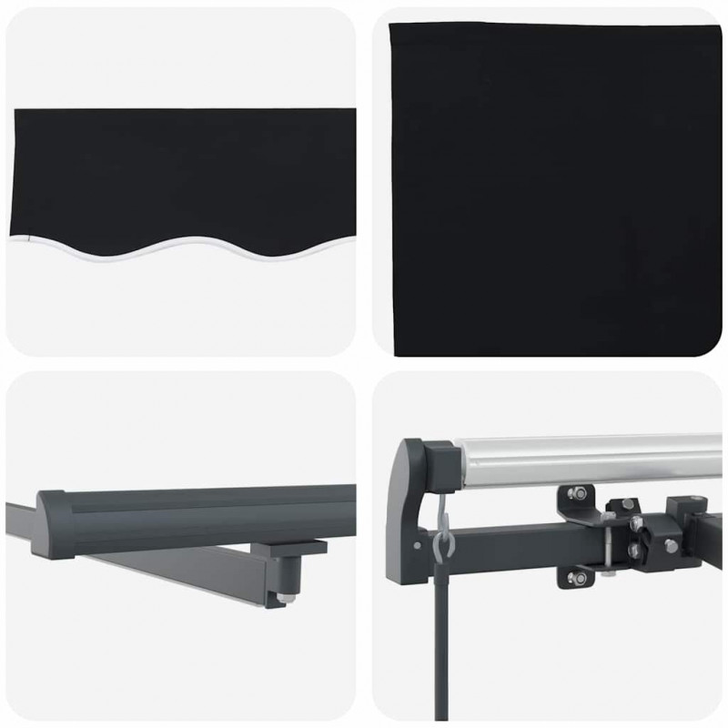 Markiza zwijana Ze LED Lights Czarny 400 × 350 cm tkanina