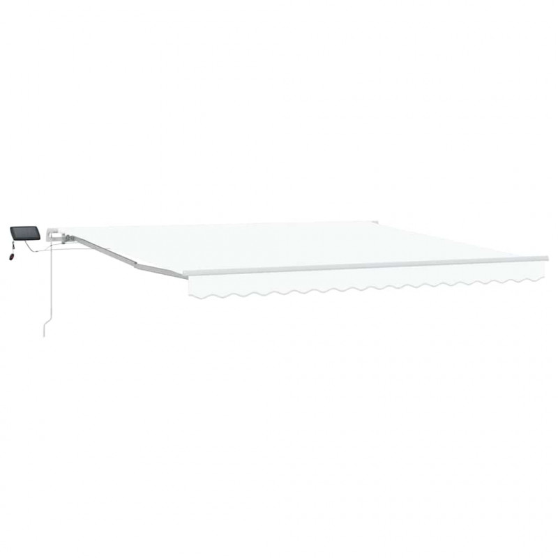 Markiza zwijana Ze LED Lights Biały 400 × 300 cm Tkanina i Stal
