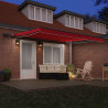 Markiza zwijana Ze LED Lights Czerwony 400 ×350 cm tkanina