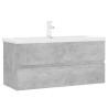 Szafka z wbudowaną umywalką, szarość betonu, płyta wiórowa