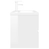 Szafka z wbudowaną umywalką, biała, wysoki połysk, płyta