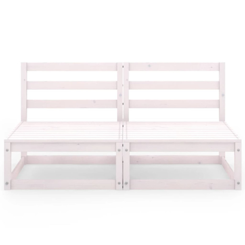 2-osobowa sofa ogrodowa, biała, lite drewno sosnowe