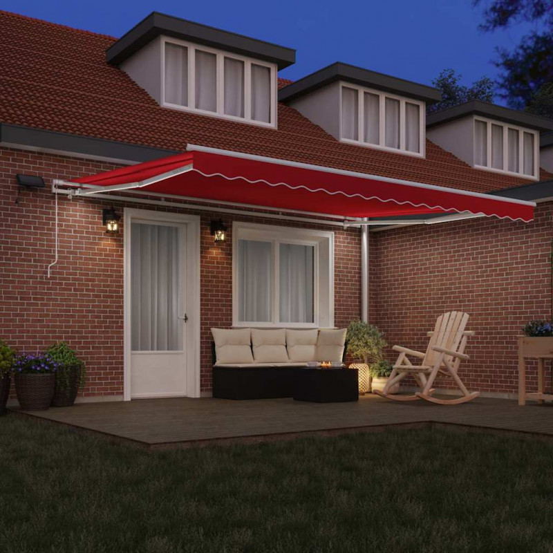 Markiza zwijana Czerwony 450 × 300 cm Tkanina i Stal
