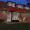 Markiza zwijana Ze LED Lights Czerwony 450 ×350 cm tkanina