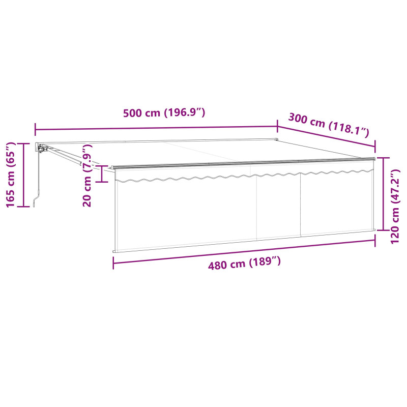 Markiza zwijana Antracyt 500 × 300 cm Poliester i aluminium