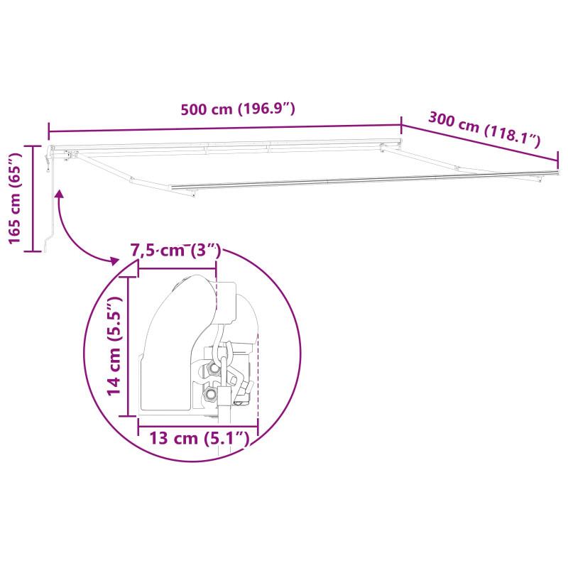 Markiza zwijana Żółty i pomarańczowy 500 × 300 cm