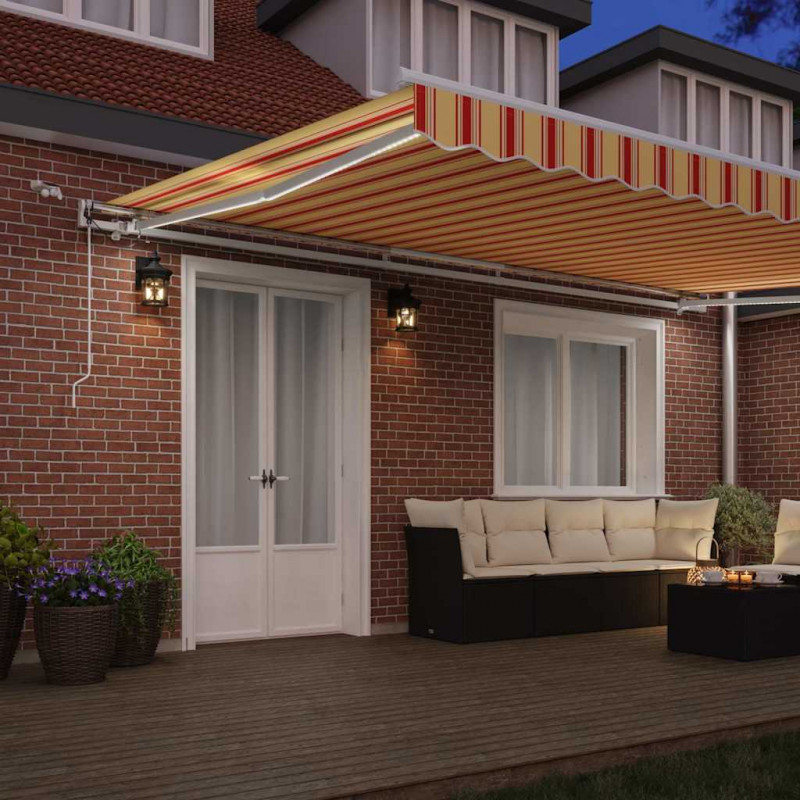 Markiza zwijana Ze LED Lights Żółty i pomarańczowy 500 × 350 cm