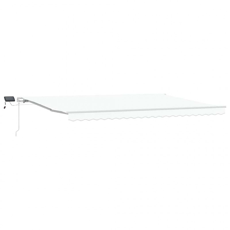 Markiza zwijana Ze LED Lights Biały 500 × 350 cm Tkanina i Stal