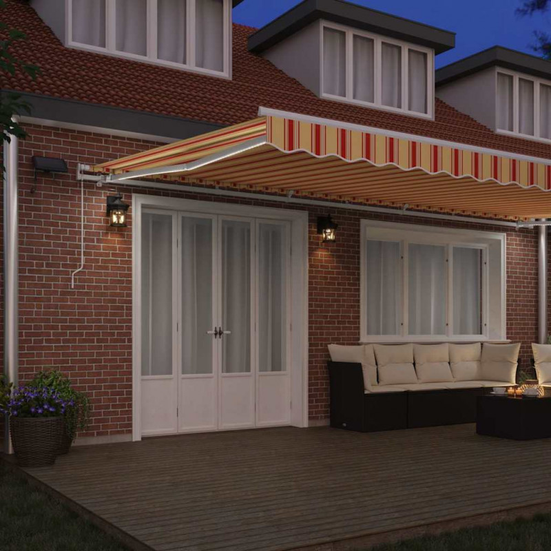 Markiza zwijana Ze LED Lights Żółty i pomarańczowy 600 × 300 cm