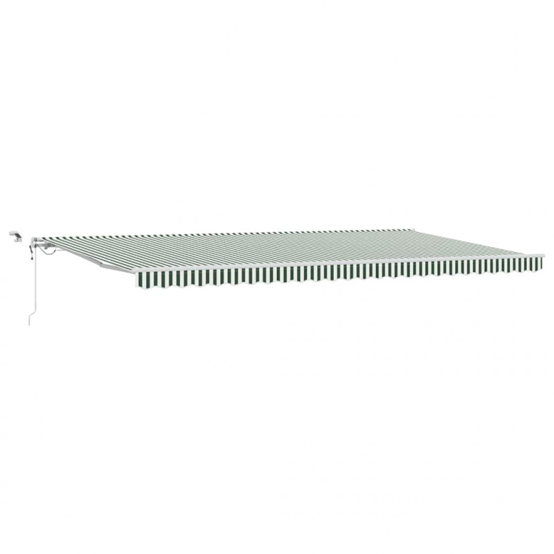 Markiza zwijana Zielony i Biały 600 × 300 cm Poliester i Metal