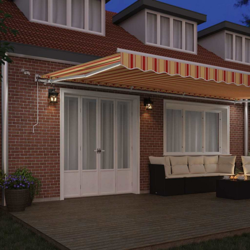 Markiza zwijana Ze LED Lights Żółty i pomarańczowy 600 × 350 cm