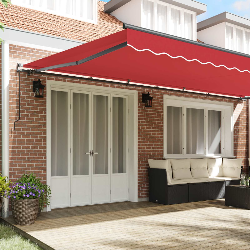 Markiza zwijana Czerwony 600 × 350 cm Poliester i Stal