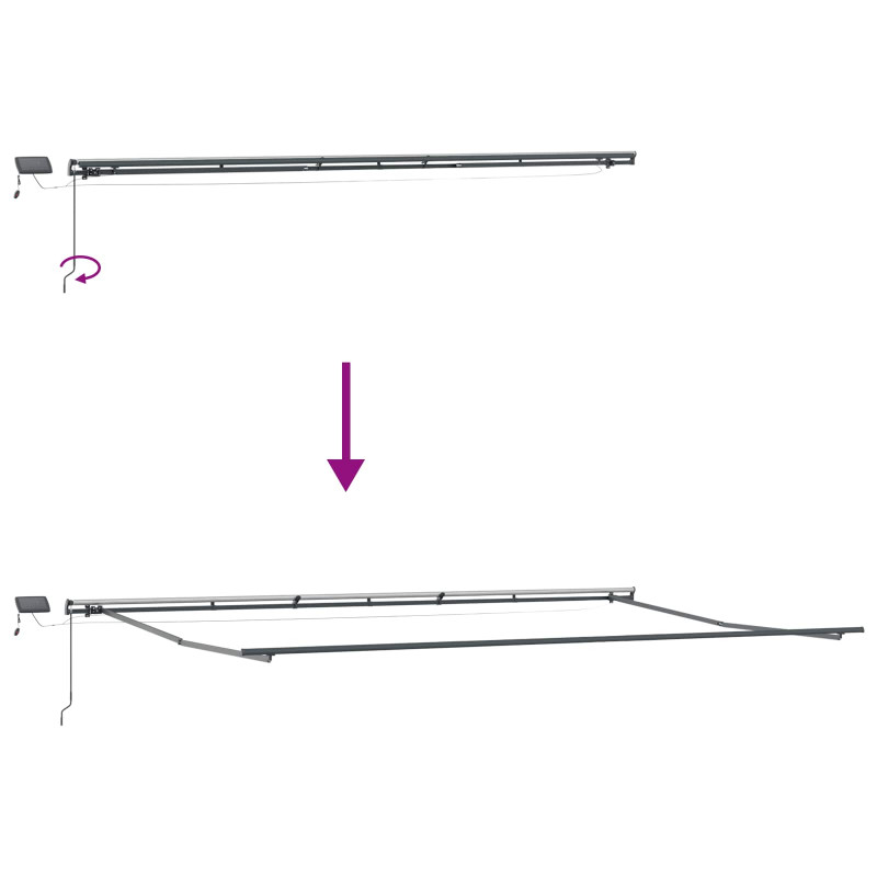 Markiza zwijana Ze LED Lights Czerwony 600 ×350 cm tkanina