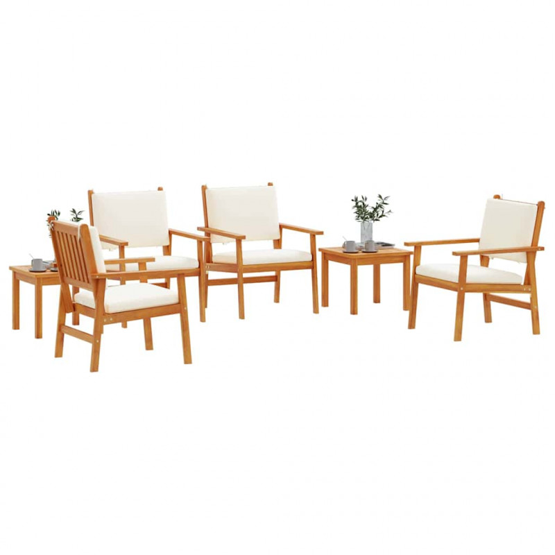 Zestaw Sof na Ogród 6 pcs Brązowy Lite Drewno Akacji