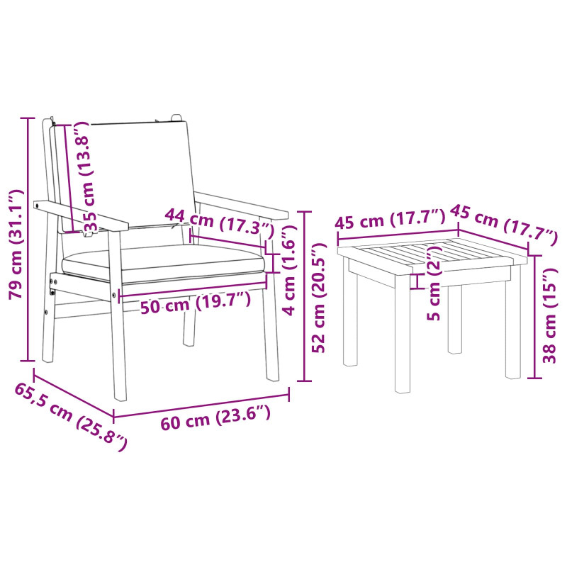 Zestaw Sof na Ogród 6 pcs Brązowy Lite Drewno Akacji