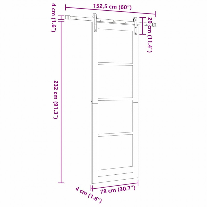 Drzwi przesuwne ORKDAL Biały 78 x 232 cm