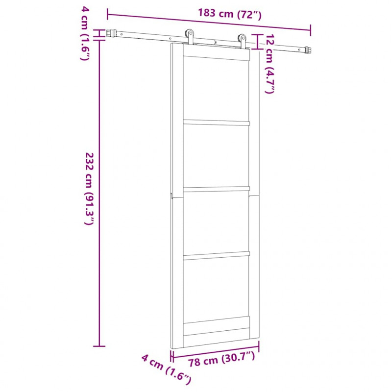 Drzwi przesuwne ORKDAL Biały i czarny 78 x 232 cm