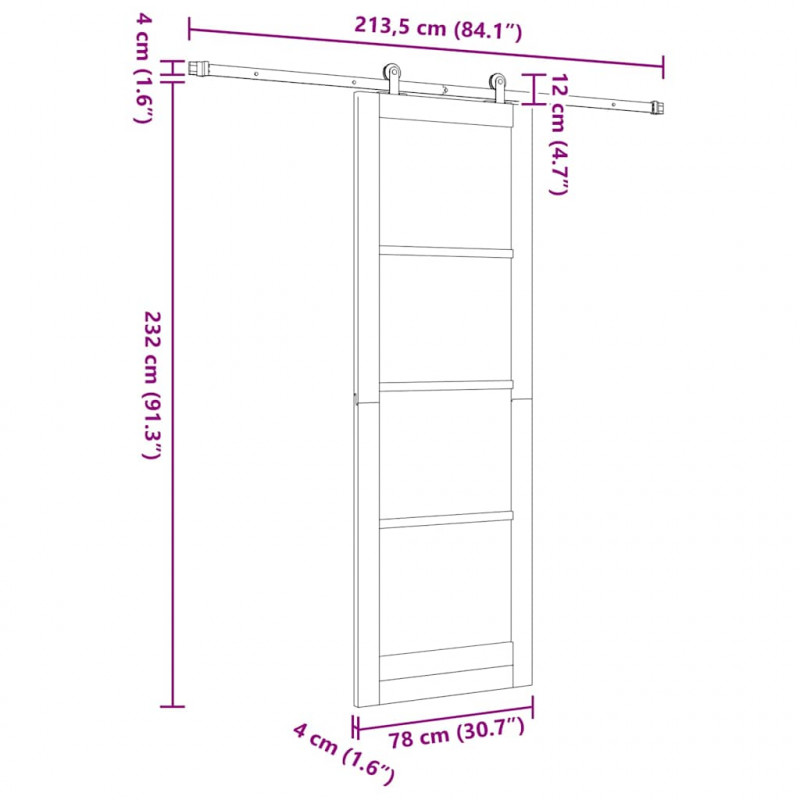Drzwi przesuwne ORKDAL Biały 78 x 232 cm