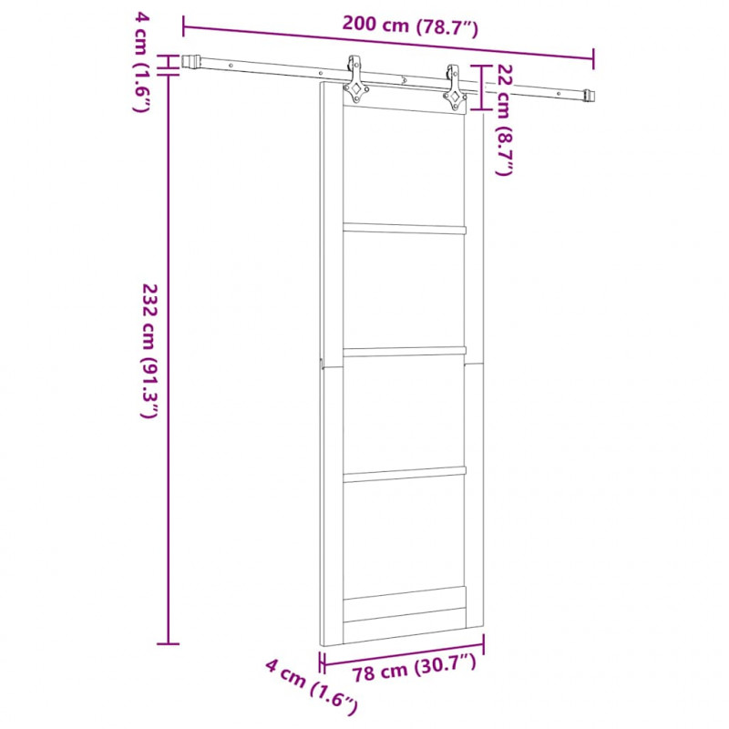 Drzwi przesuwne ORKDAL Biały i czarny 78 x 232 cm