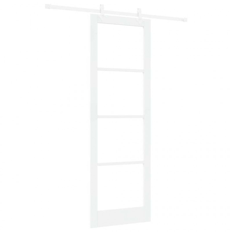 Drzwi przesuwne Biały 78 x 232 cm Lite drewno sosnowe i szkło