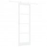 Drzwi przesuwne Biały 78 x 232 cm Lite drewno sosnowe i szkło