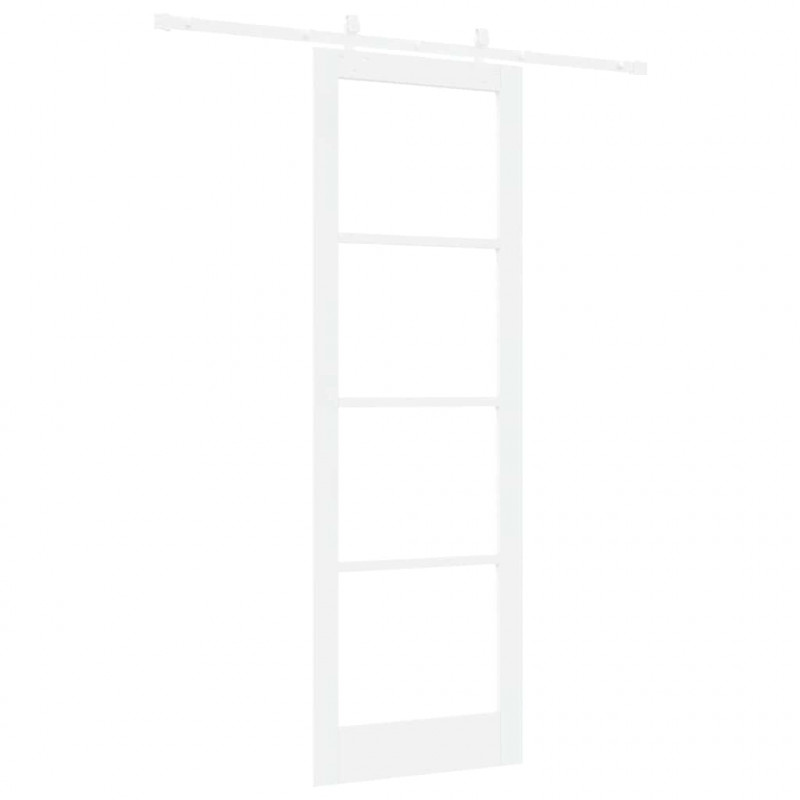 Drzwi przesuwne Biały 78 x 232 cm Lite drewno sosnowe i szkło