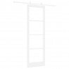 Drzwi przesuwne Biały 78 x 232 cm Lite drewno sosnowe i szkło
