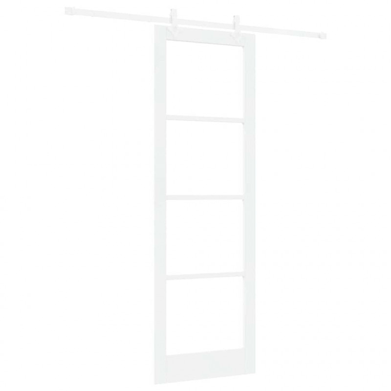 Drzwi przesuwne Biały 78 x 232 cm Lite drewno sosnowe i szkło