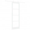 Drzwi przesuwne Biały 78 x 232 cm Lite drewno sosnowe i szkło