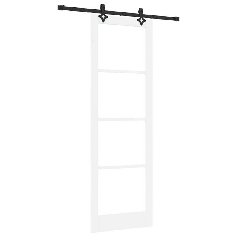 Drzwi przesuwne Biały 78 x 232 cm Lite drewno sosnowe i szkło