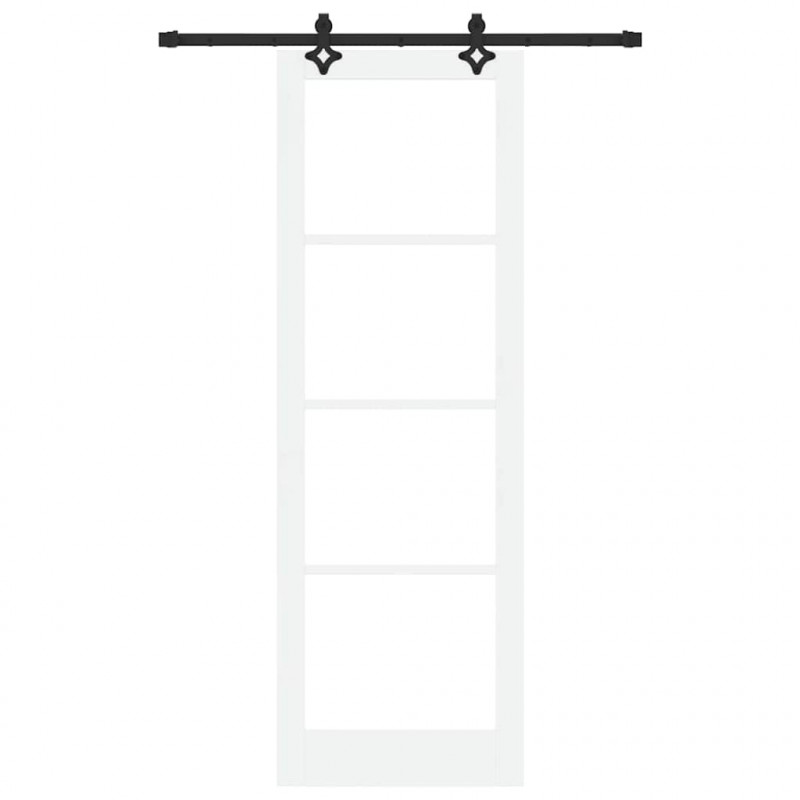 Drzwi przesuwne Biały 78 x 232 cm Lite drewno sosnowe i szkło
