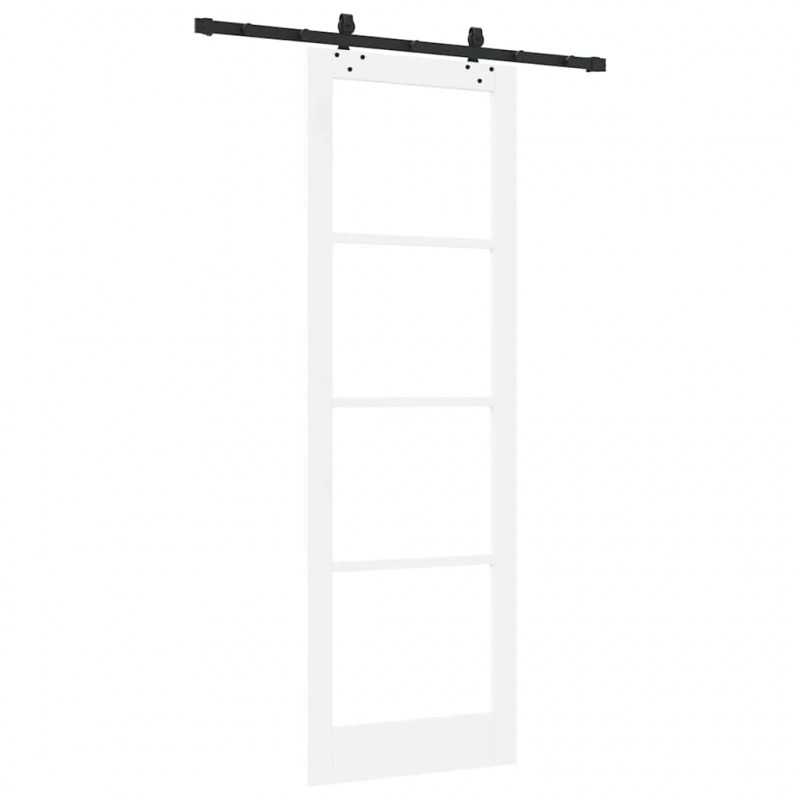 Drzwi przesuwne Biały 78 x 232 cm Lite drewno sosnowe i szkło