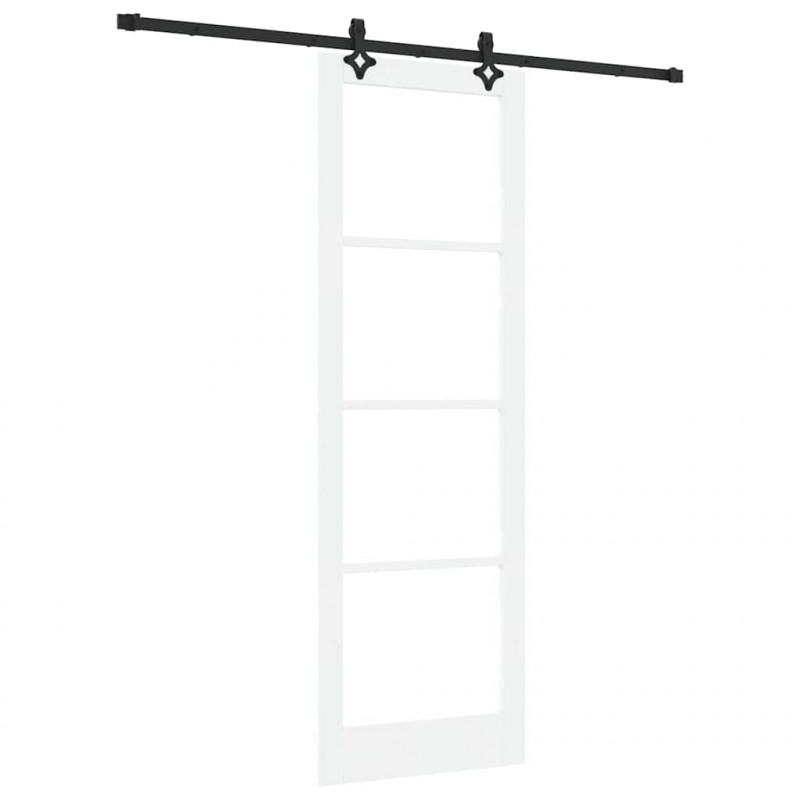 Drzwi przesuwne Biały 78 x 232 cm Lite drewno sosnowe i szkło