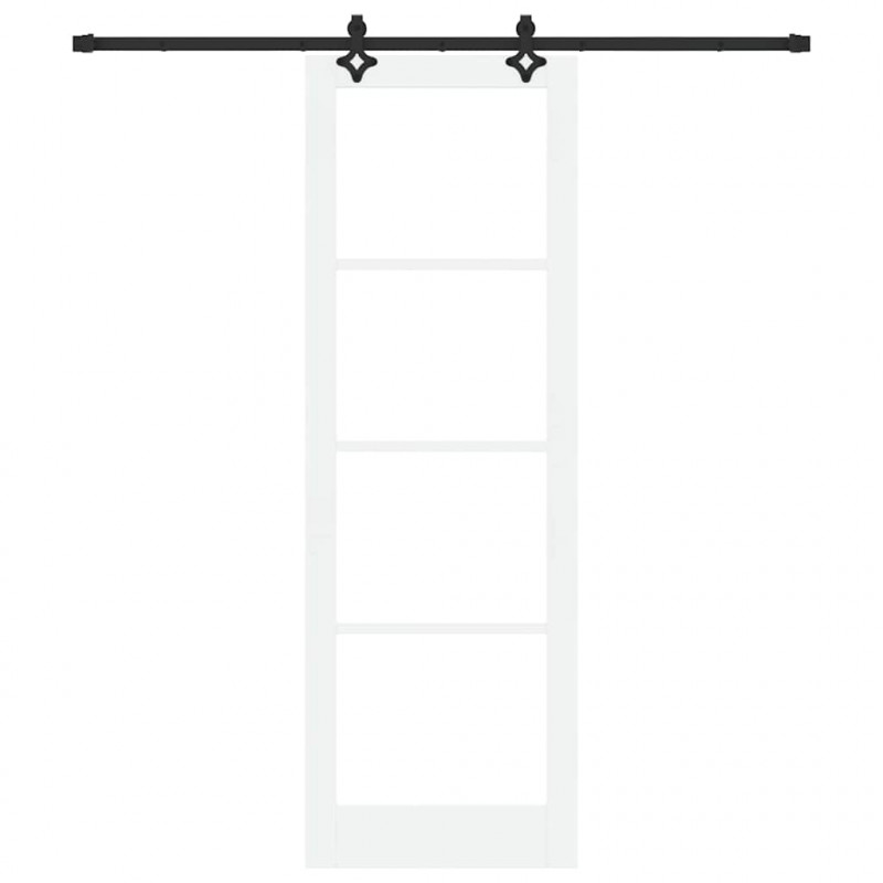 Drzwi przesuwne Biały 78 x 232 cm Lite drewno sosnowe i szkło