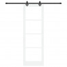 Drzwi przesuwne Biały 78 x 232 cm Lite drewno sosnowe i szkło