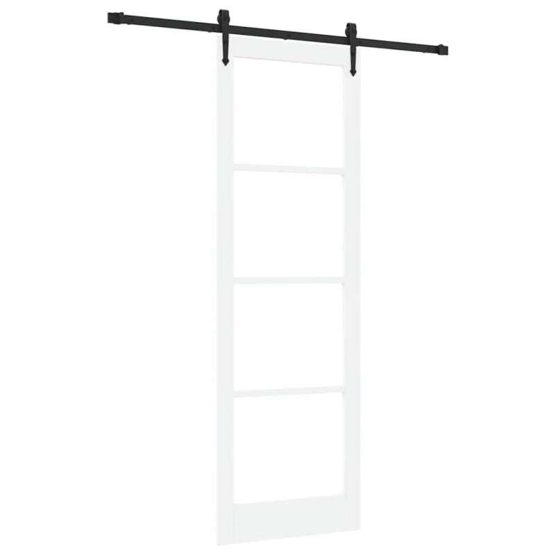Drzwi przesuwne Biały 78 x 232 cm Lite drewno sosnowe i szkło