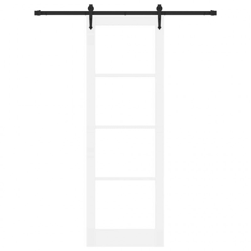 Drzwi przesuwne Biały 78 x 232 cm Lite drewno sosnowe i szkło