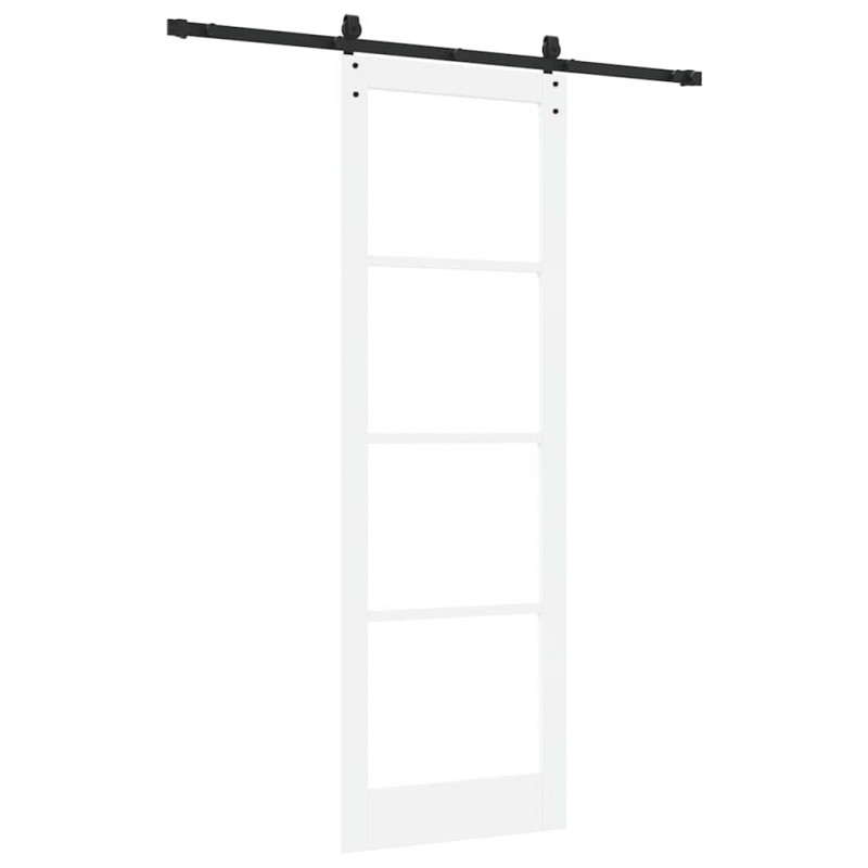 Drzwi przesuwne Biały 78 x 232 cm Lite drewno sosnowe i szkło