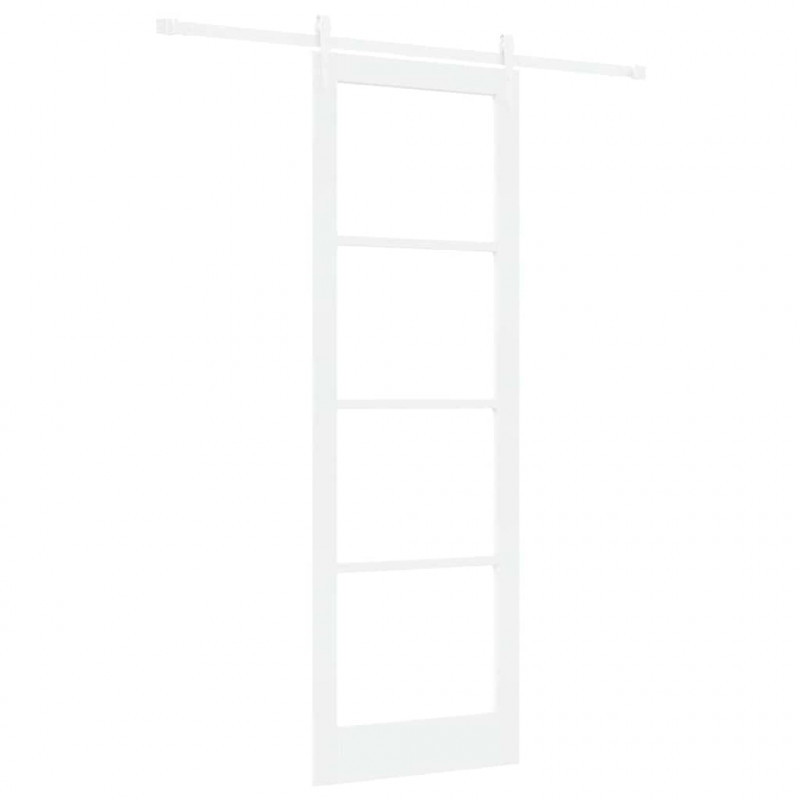 Drzwi przesuwne Biały 78 x 232 cm Lite drewno sosnowe i szkło