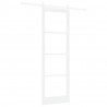 Drzwi przesuwne Biały 78 x 232 cm Lite drewno sosnowe i szkło
