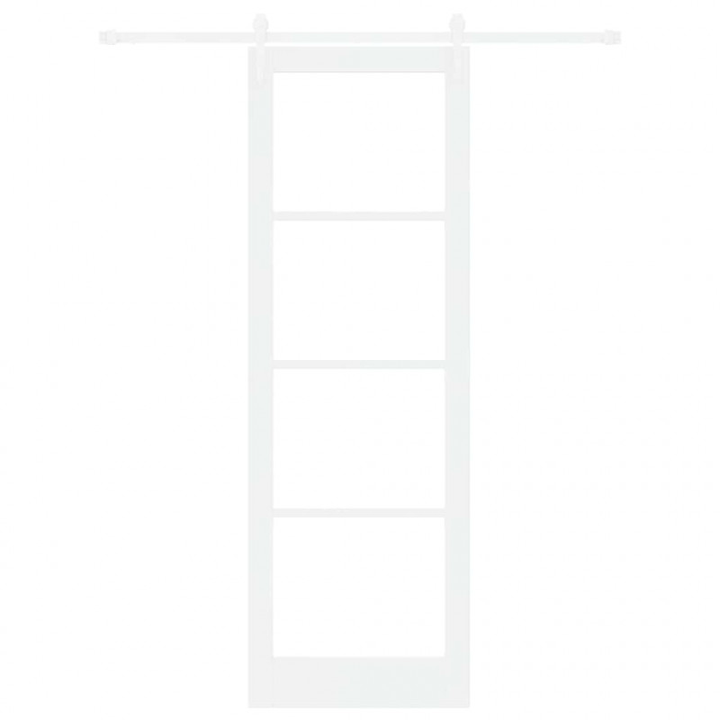 Drzwi przesuwne Biały 78 x 232 cm Lite drewno sosnowe i szkło