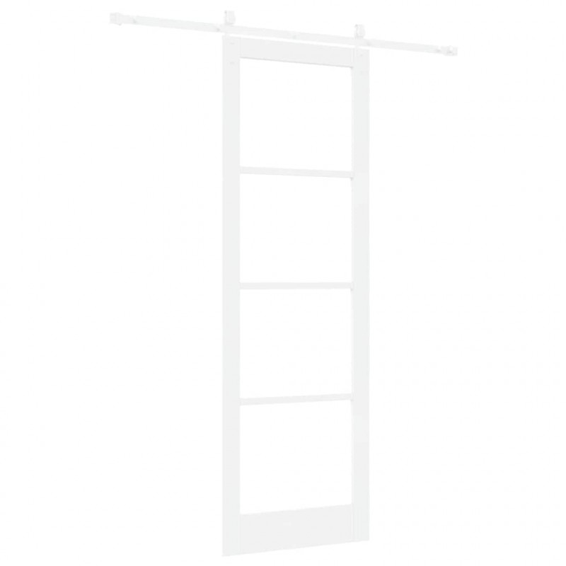 Drzwi przesuwne Biały 78 x 232 cm Lite drewno sosnowe i szkło