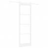 Drzwi przesuwne Biały 78 x 232 cm Lite drewno sosnowe i szkło