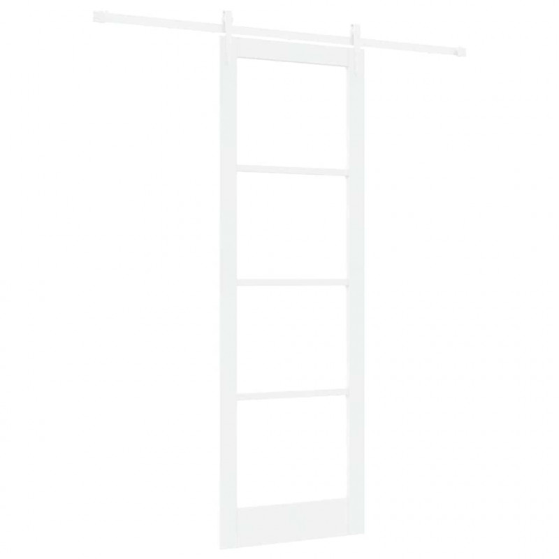 Drzwi przesuwne Biały 78 x 232 cm Lite drewno sosnowe i szkło