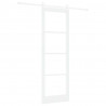 Drzwi przesuwne Biały 78 x 232 cm Lite drewno sosnowe i szkło