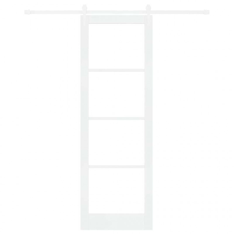 Drzwi przesuwne Biały 78 x 232 cm Lite drewno sosnowe i szkło