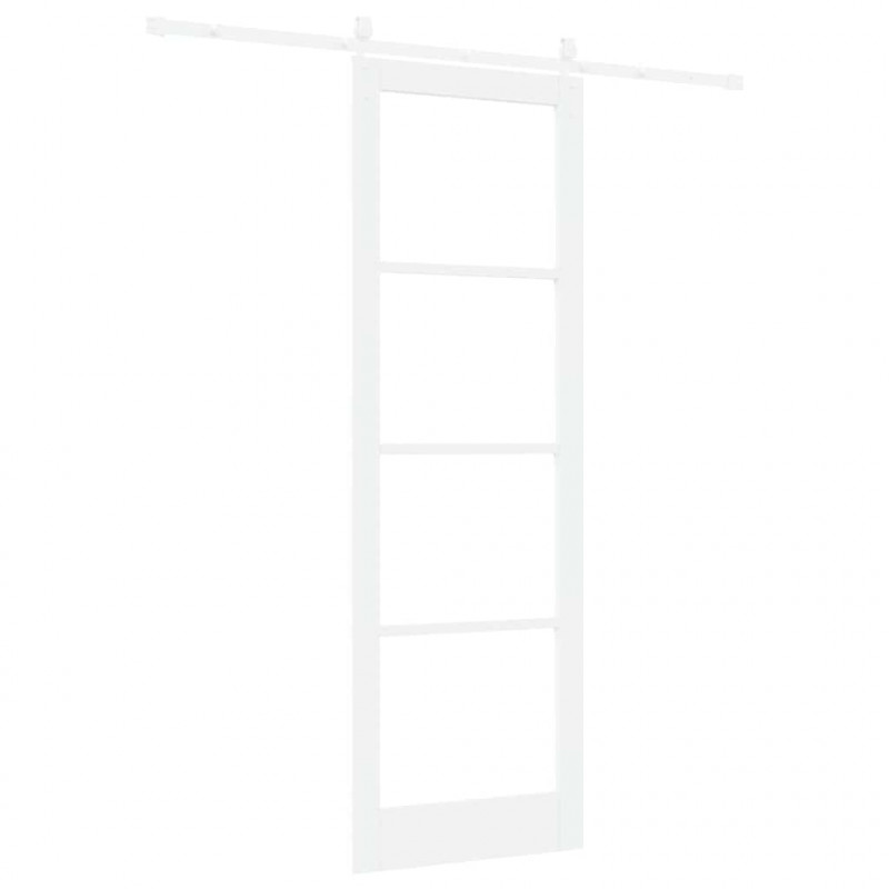 Drzwi przesuwne Biały 78 x 232 cm Lite drewno sosnowe i szkło