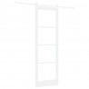 Drzwi przesuwne Biały 78 x 232 cm Lite drewno sosnowe i szkło